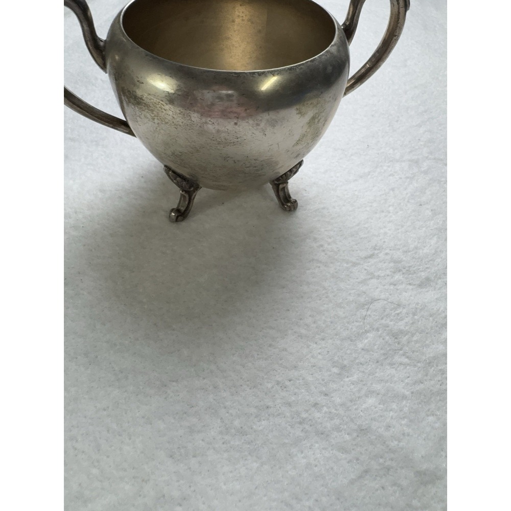 Vintage Silverplate Creamer & Sugar Bowl Set Footed Victorian Style - Picture 10 of 12